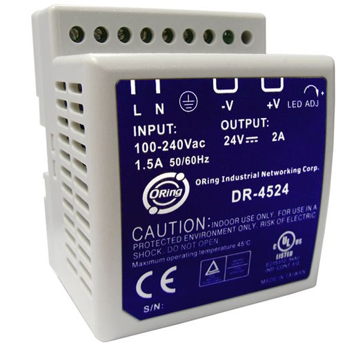 DR-4524 45W DIN-Rail 24VDC 1.87A, 100..240VAC input