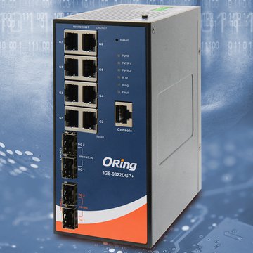 ORing IGS-9822DGP: redundant 12-Port-Gigabit-Switch for ring connections