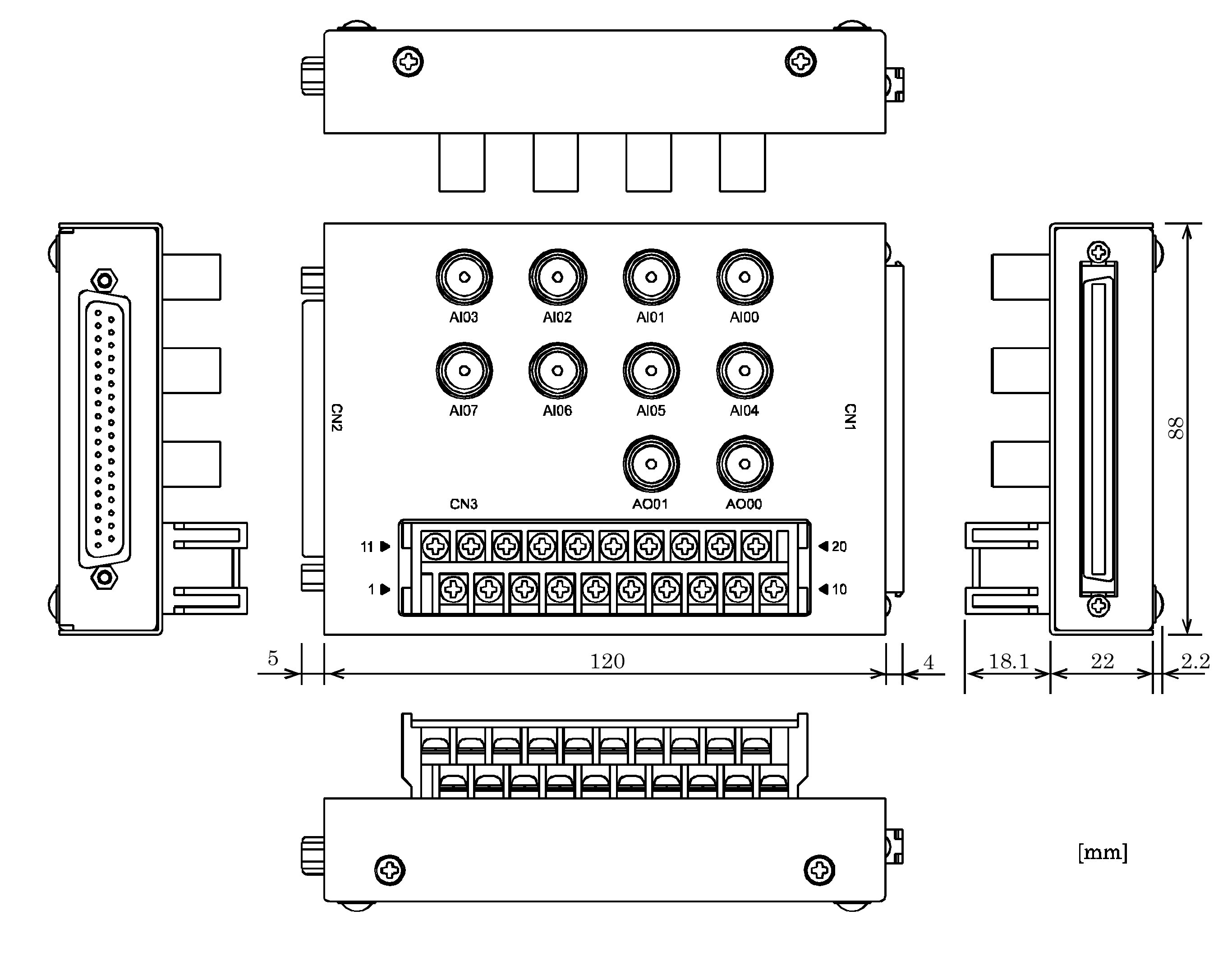 Panel 8+2 BNC 2*10 screw 96pin