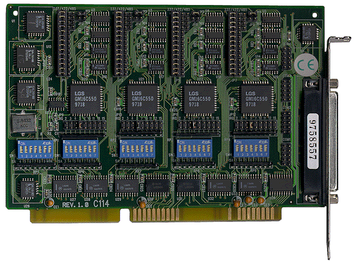 4-port independent RS232, RS422 or RS485 AT Card