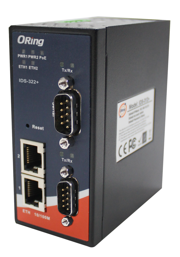 Device Server 2*RS232/422/485 to 2*10/100TX Slim PoE