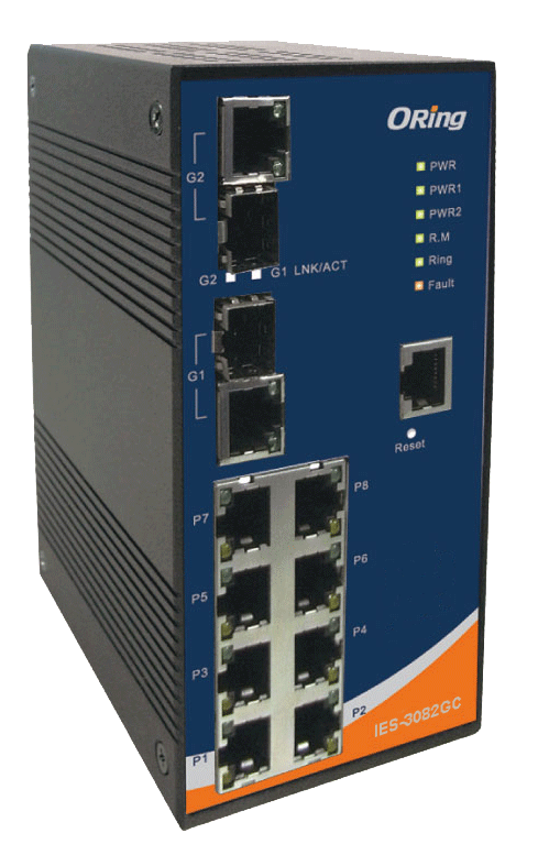 Managed Switch 8*100TX 2*1000TX/SFP w MRP Function EN50155