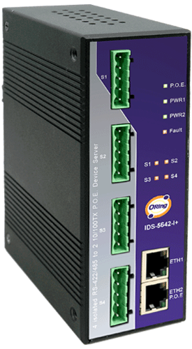 Industrial Secure 4*RS232/422/485 2*TX PoE Device Server