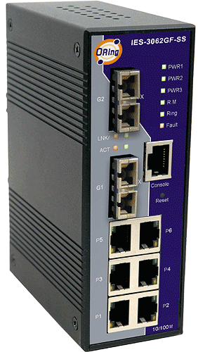 Industrial Managed 2*1000FX SS SC 6*100TX Switch