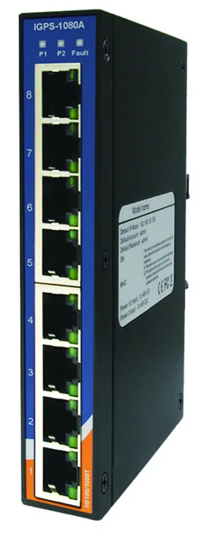 Industrial Unmanaged 8*1000TX Switch Slim PoE PSE 50VDC in