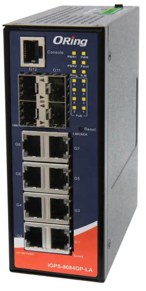 Managed 8x1000TX 4xSFP1000 Switch, PoE, PSE, IEC 62439-2