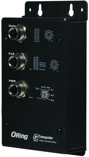 PoE Power Injector 30W 1*1000TX M12 50V EN50155