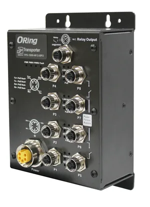 Unmanaged Switch 8*100TX M12 4*PoE PSE 24V 2*bypass EN50155