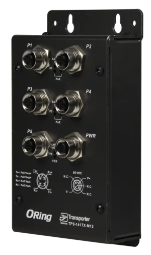 Unmanaged Switch 5*100TX M12 4*PoE PSE 50V EN50155