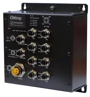 Managed Switch 8*100TX 4*PoE PSE M12 2*GbE Connector EN50155
