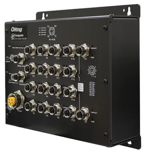Managed Switch 16*100TX PoE PSE 50V M12 2*GbE Bypass EN50155