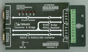 double RS-232 to RS-422/485 isolated and bridge converter