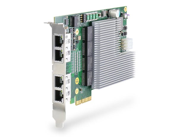 4-port 2.5GbE PCIe adapter with IEEE 802.3bt PoE++ and up to 90 W per port.